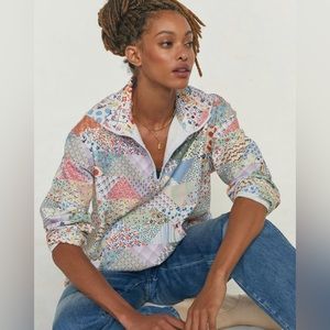 CARLEEN BY ANTHROPOLGIE QUARTER-ZIP PATCHWORK PULLOVER *SIZE SMALL*
